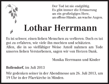 Traueranzeige von Lothar Herrmann von TRIERISCHER VOLKSFREUND